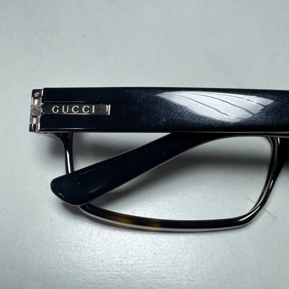 Gucci GG 1651 TRD 135 Dark Tortoise Shell Rectangular Eyeglass Frames Italy